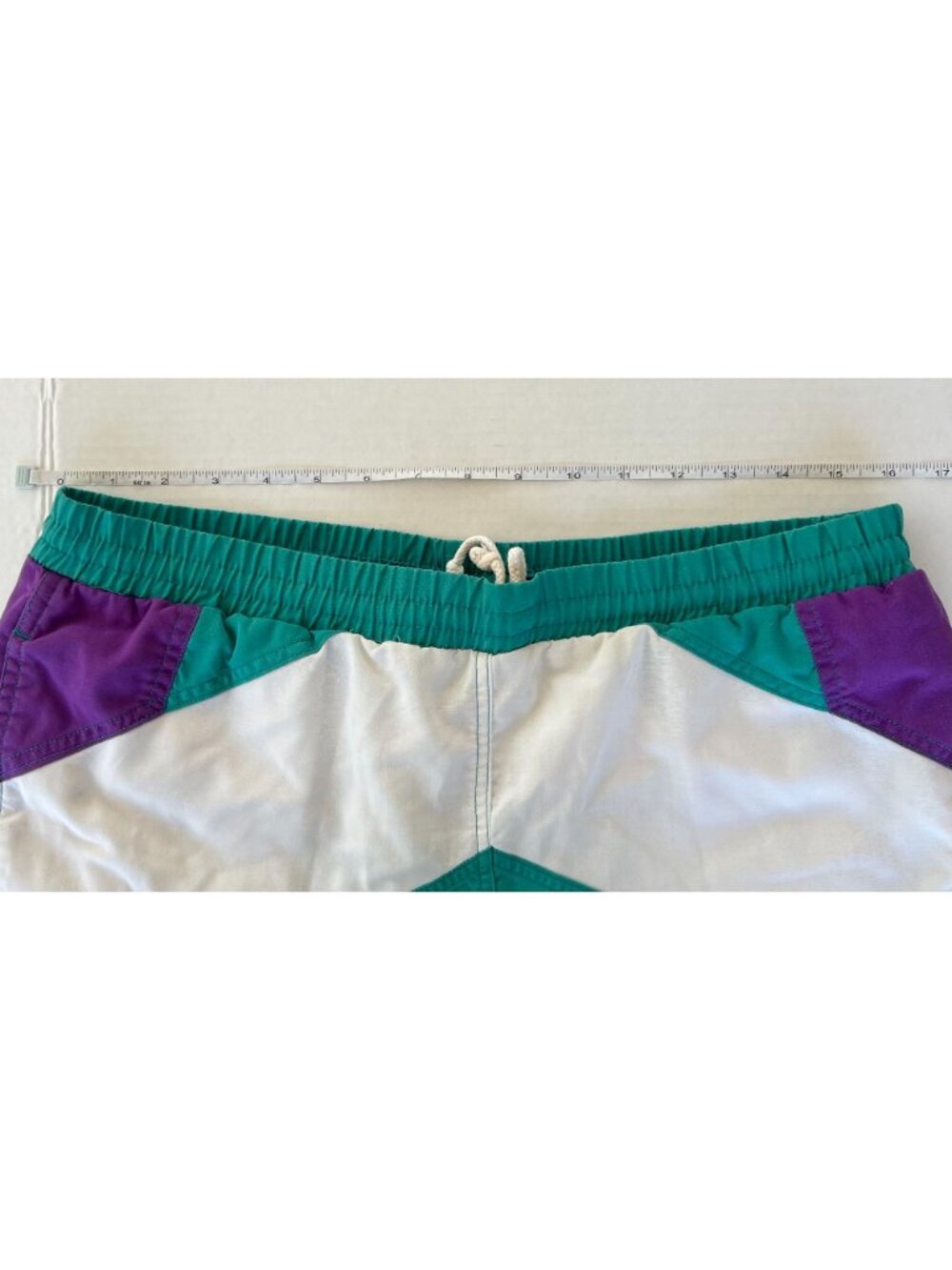 Mens Vintage Colorblock Swim Shorts Medium Purple Green Alan Flusser Sport - Picture 9 of 10